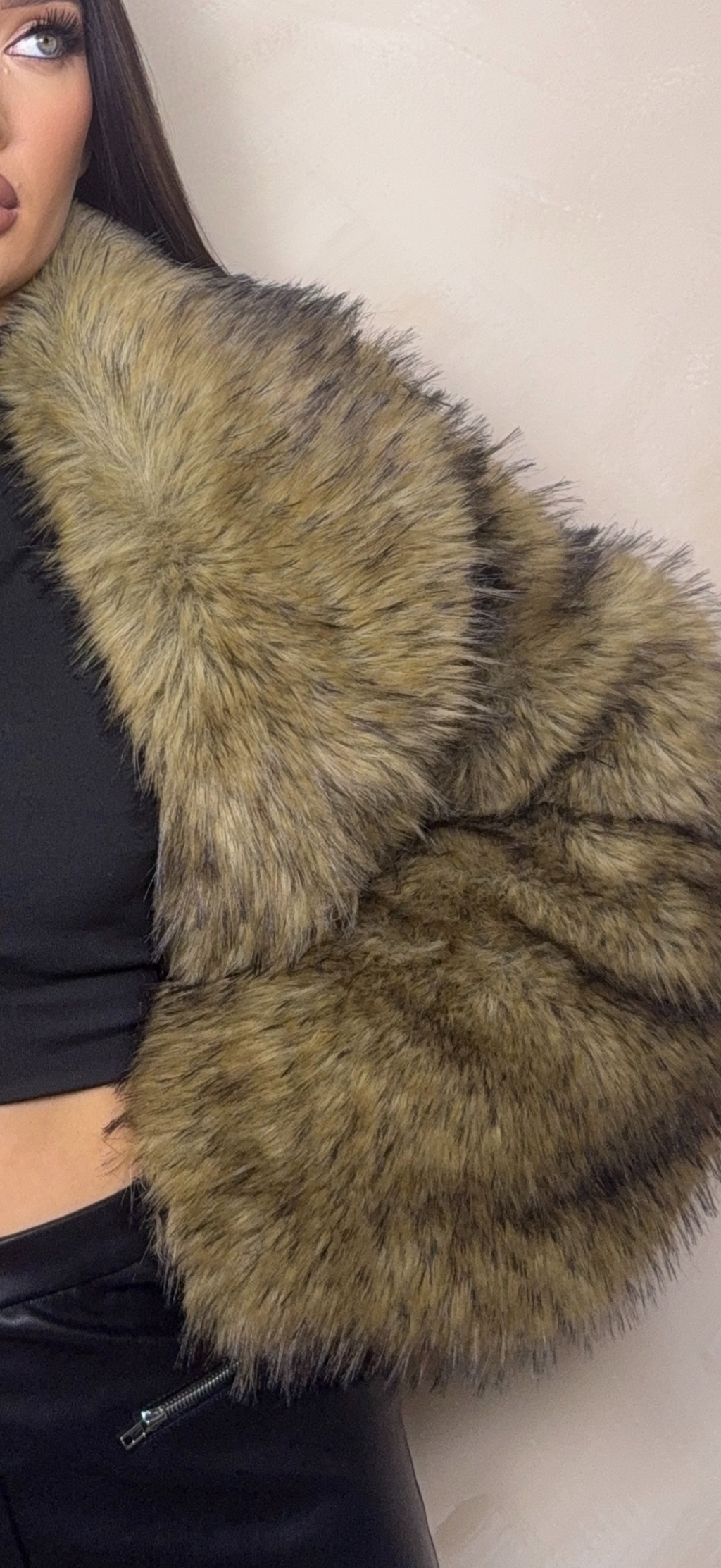 Nazanine Cropped Faux Fur Jacket