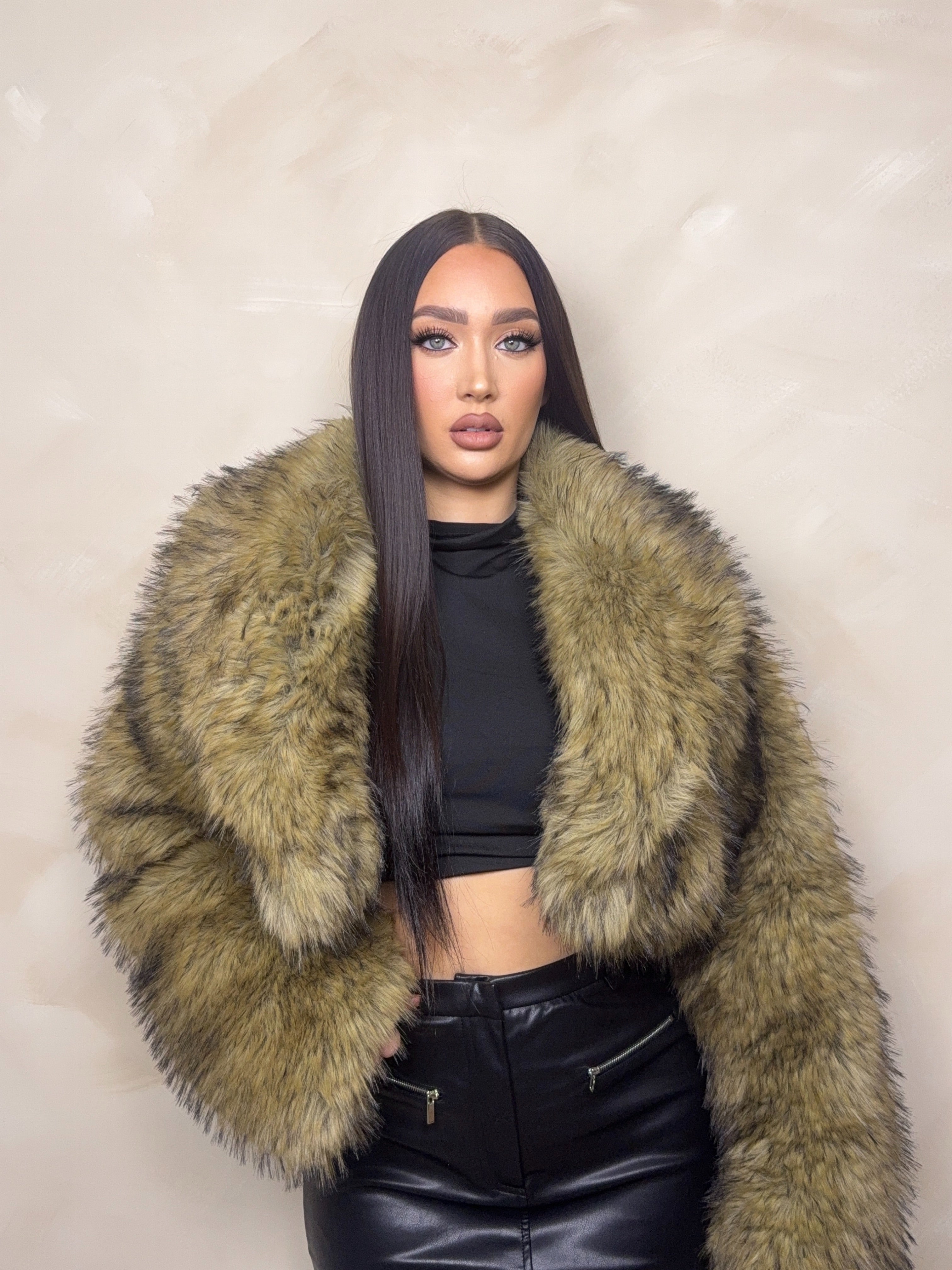 Nazanine Cropped Faux Fur Jacket
