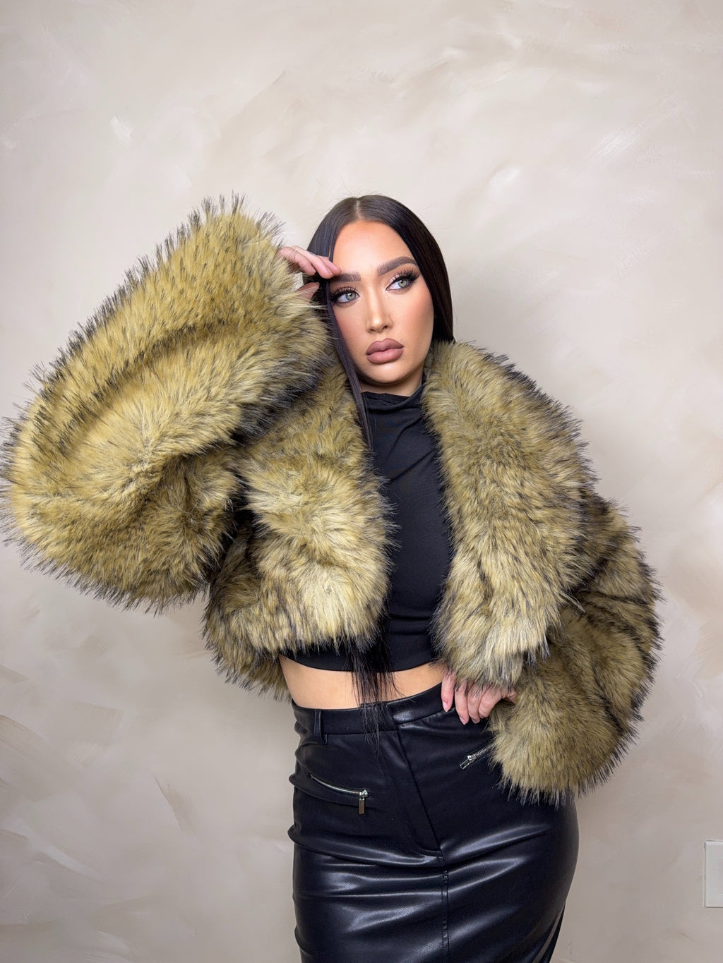 Nazanine Cropped Faux Fur Jacket
