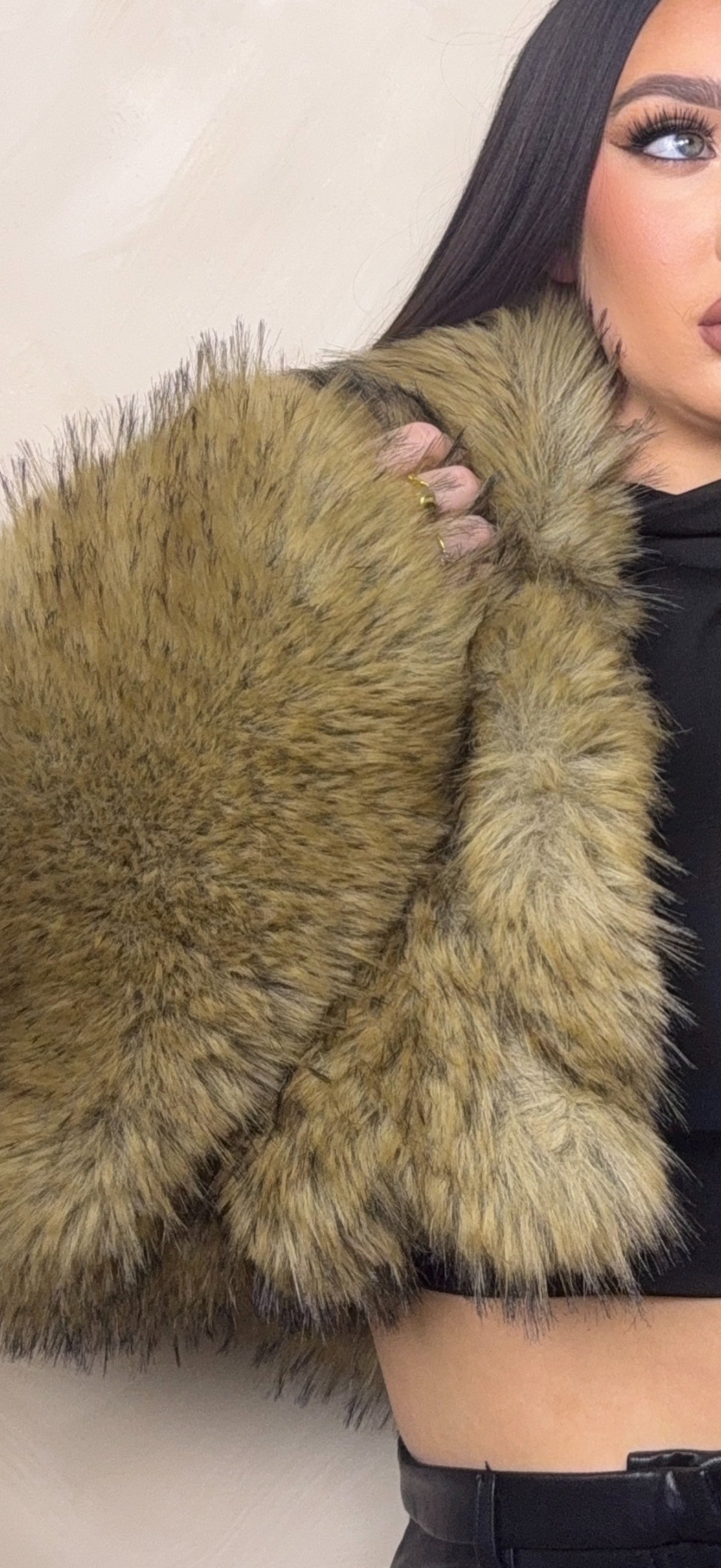 Nazanine Cropped Faux Fur Jacket