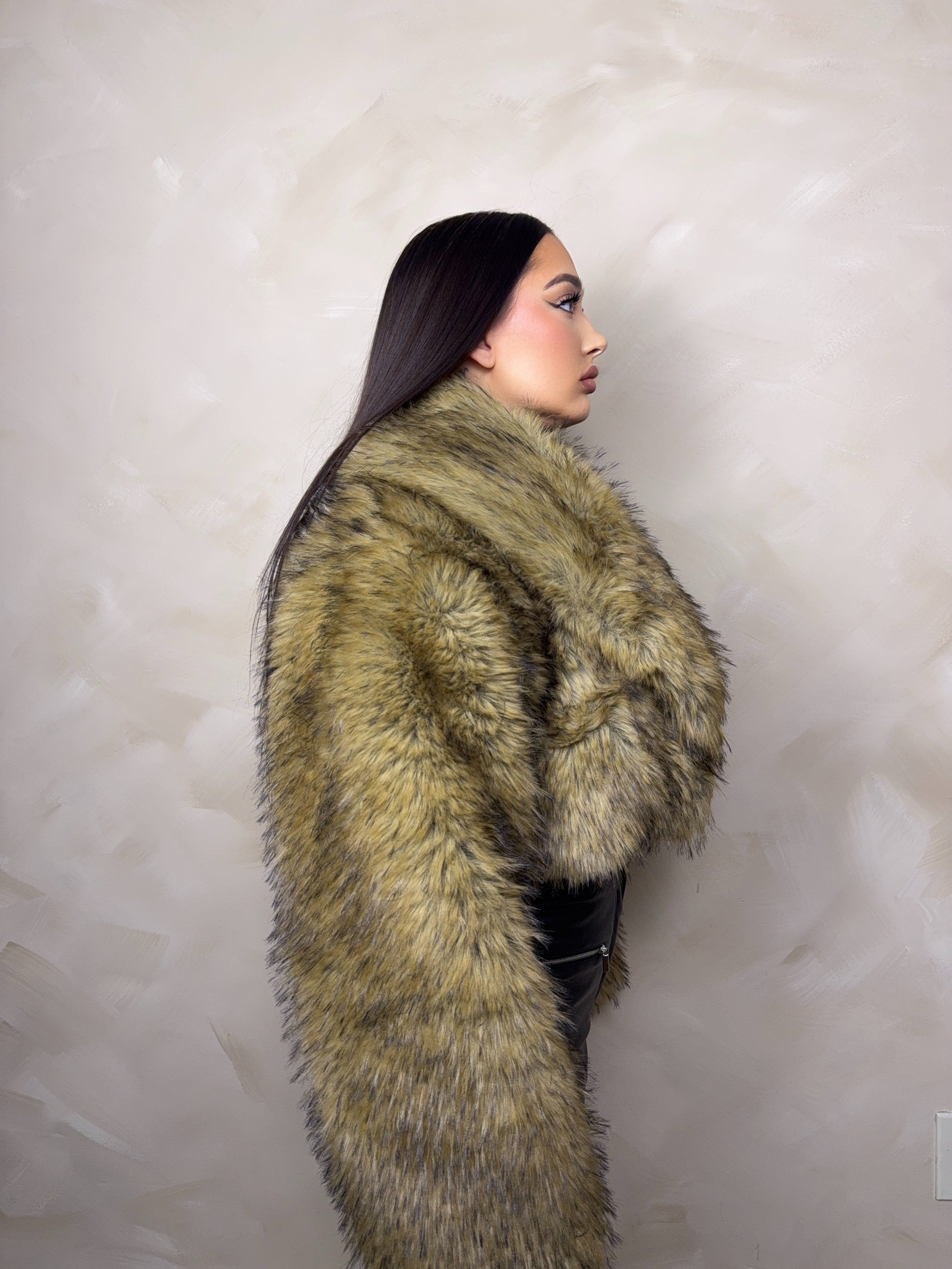 Nazanine Cropped Faux Fur Jacket