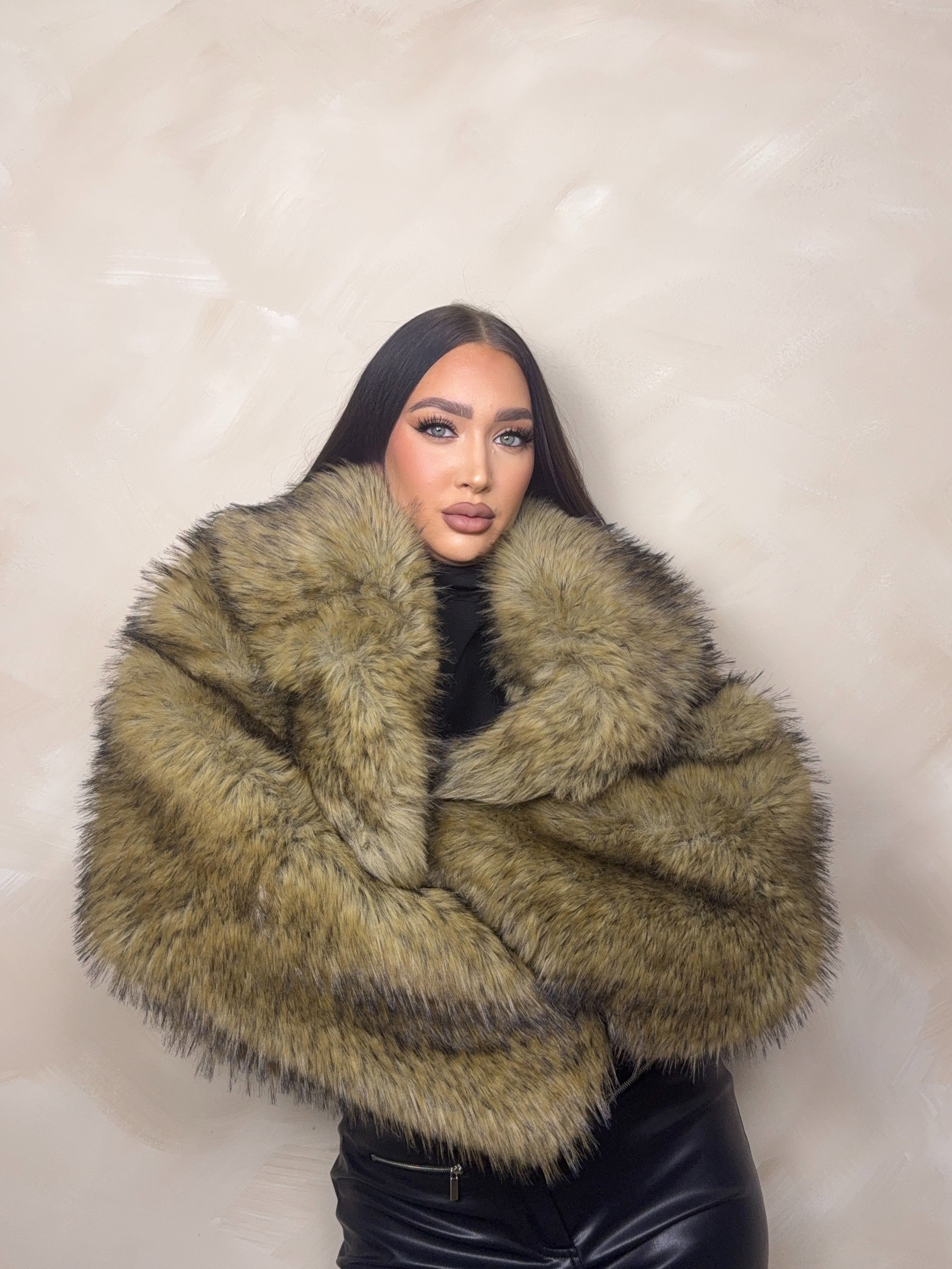 Nazanine Cropped Faux Fur Jacket
